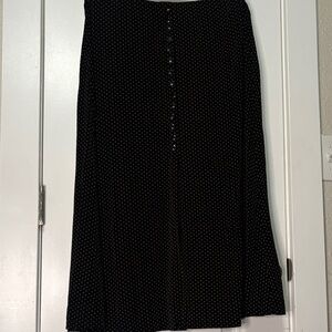 Black Polka Dot Button-Front Maxi Skirt